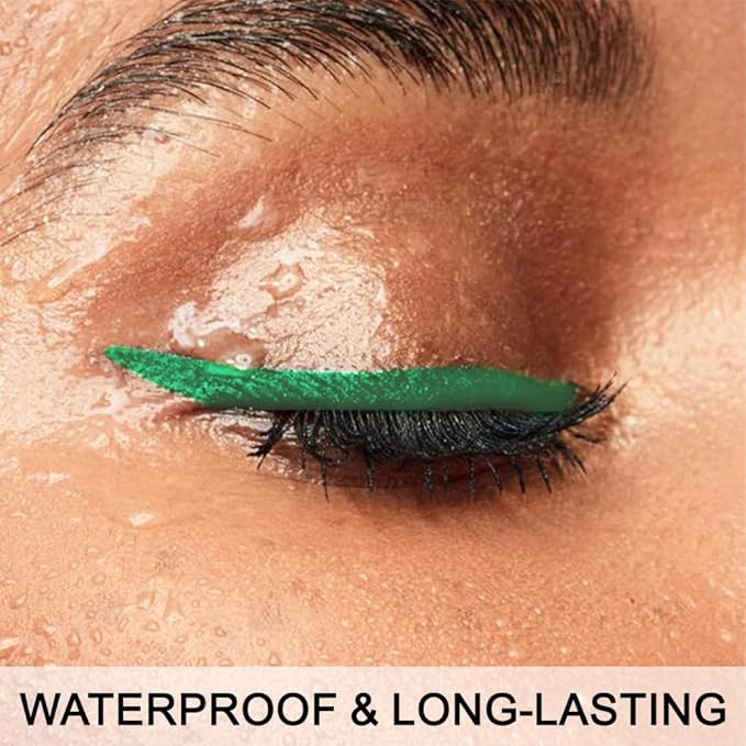 evpct 2Pcs Blue Dark Green Waterproof Colored Eyeliner Liquid Eye Liner Set Long Lasiting Fine Speed Dry Colorful Liquid Eyeliner lapiz delineador de ojos contra el agua blanco para ojos de colores