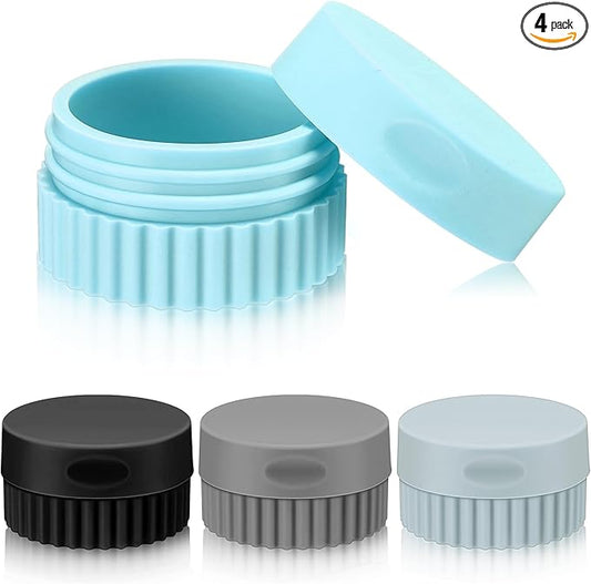 Maxcheck 4 Pcs Travel Containers for Toiletries 0.68 Oz/20 ml Small Silicone Cream Jar with Lid Mini Leakproof Lotion Jar Refillable Travel Cosmetic Container for Face Body Skin Cream (Black and Gray)