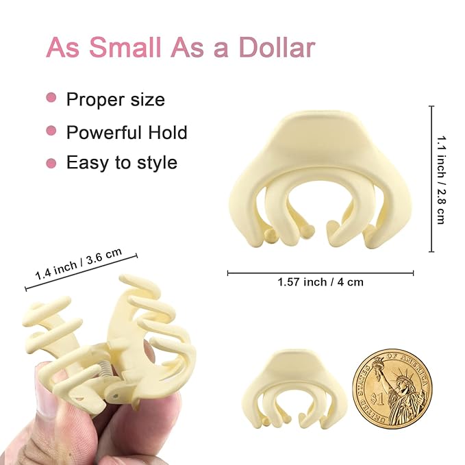 Matte Octopus and Spider Mini Hair Clips Set - Tiny 1.5 Inch Nonslip Claw Clips for Thin to Thick Hair, Perfect for Women, Girls, and Kids (Pack of 5 Colors with Gift Box)