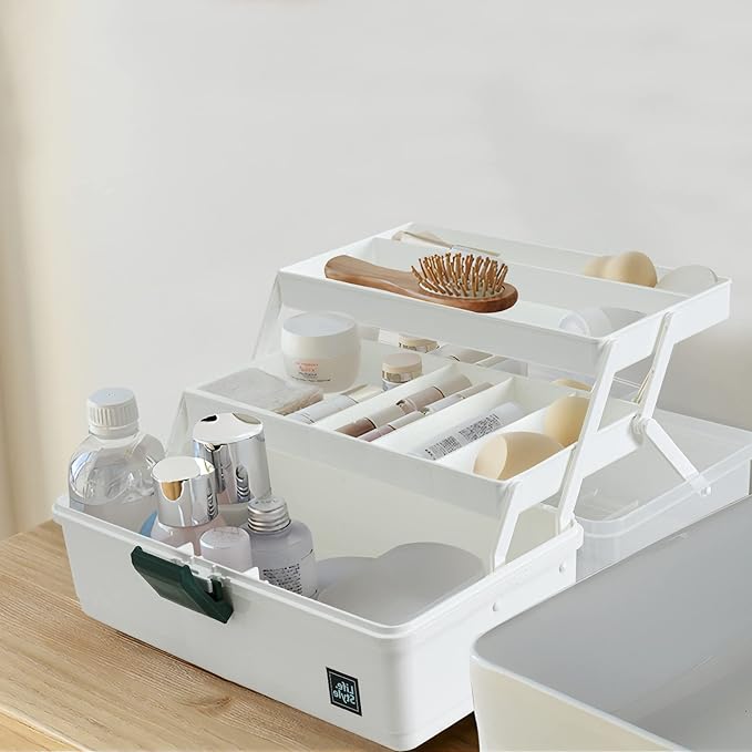 WEWLINE 13-Inch Art Box Organizer 3-Layer Craft Storage Organizer Sewing Kit Box with Handle Art Bin for Home,School,Office,Travel