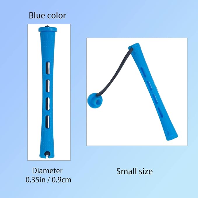Perm Rods,60 pcs Small Size Rollers for Natural Hair Long Short Hair Styling Tool Curlers 0.35 inch Blue Color