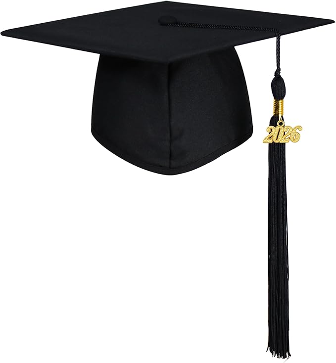 GraduationMall Matte Kindergarten & Preschool Graduation Cap for Kids with 2026 Tassel Black