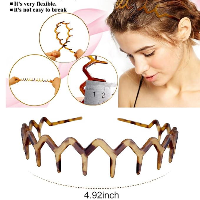 Zig Zag Headband for Women Men Comfortable & Wide Headbands for Yoga Gym Face Washing Workout Daily Use Classic 90s Plastic Hair Bands for Girls Teens | Cute Fashion Hair Accessories Gift & Valentine