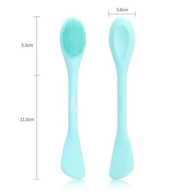 MSQ Silicone Face Mask Brush, Soft Facial Cleansing Scrubber, 2 Pack Double-End Facial Mask Brush for Mud, Clay, Charcoal Mixed Mask, DIY, Skincare Applicator Tools (Orange)