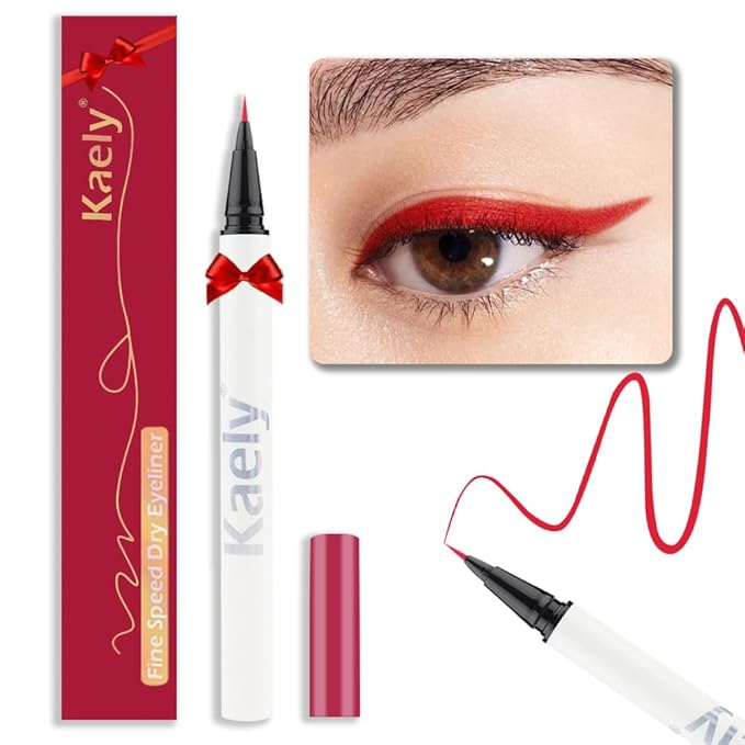 evpct 1Pcs Red Waterproof Colored Eyeliner Liquid Eye Liner Set Long Lasiting Ultra-fine Speed Dry Colorful Liquid Eyeliner lapiz delineador de ojos contra el agua blanco para ojos de colores