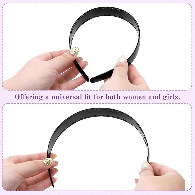 SOUJOY 40 Pcs Black Plastic Headbands, 1 Inch Plain Headbands for Crafts, Headband with Teeth for Women Girls, DIY hair accessories for Halloween Christmas Holiday Party Celebration
