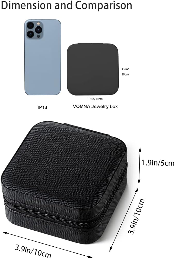 5pack/PU Leather Travel Jewelry Case, Mini Jewelry Box, Small Jewelry Organizer Portable Display Storage Case for Rings Earrings Necklace Bracelet Bangle,Gifts for Girls Women (Black)