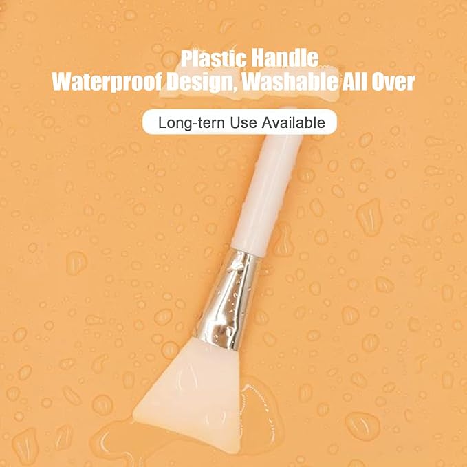 Facial Mask Application Brush, Soft Silicone Angled White Brush Head Cosmetic Tool for Body Lotion, Mud, Clay, Charcoal Mixed Mask