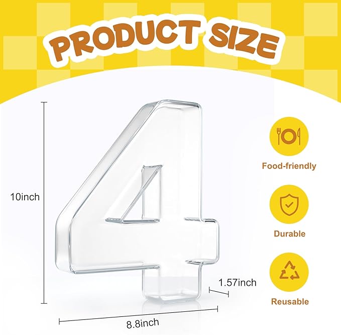 10" Acrylic Charcuterie Letters Fillable Tray, Reusable Alphabet Number Shaped Serving Plates for Charcuterie Board, Display Fruit, Candy, Cake, Party Decor, Birthday, Anniversary（4）