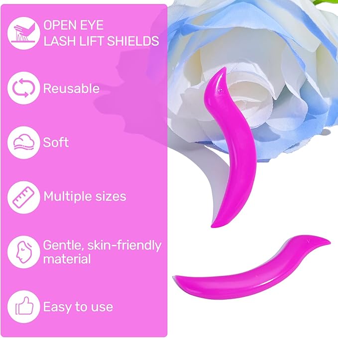 Libeauty Lash Lift Rods, Korean Glueless Lash Lift Pads, Designed for Open-eye Eyelash Lift, Self Adhesive Eyelash Perm Rods, Eyelash Lifting Tools & Supplies, 5 Sizes Pink