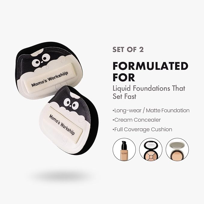 2-Pack Cute Lamb Makeup Sponges, 85° Precision Tip Blender for Foundation & Concealer, Rubycell & PU Leather for Flawless Full-Coverage Makeup & Storage Case