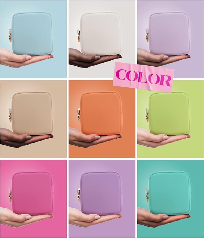 Embla Makeup Bag Travel Cosmetics Pouch and Toiletry Bag, Nylon Zipper Pouch Purse, Cute Make Up Organizer Storage Tote for Women Girls, Waterproof Travel Skincare Case, Small Makeup Bags, Peach