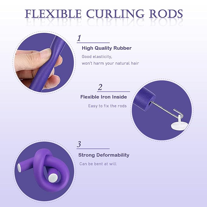 Heatless Hair Curlers Jumbo Flexible Curling Rods Bendable Twist Flexirod Soft Foam No Heat Hair Rollers for Long Medium Hair