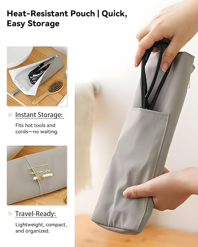 Holder & Mat for Curling Iron Flat Iron, Heat Resistant Hot Hair Tool Travel Bag Case