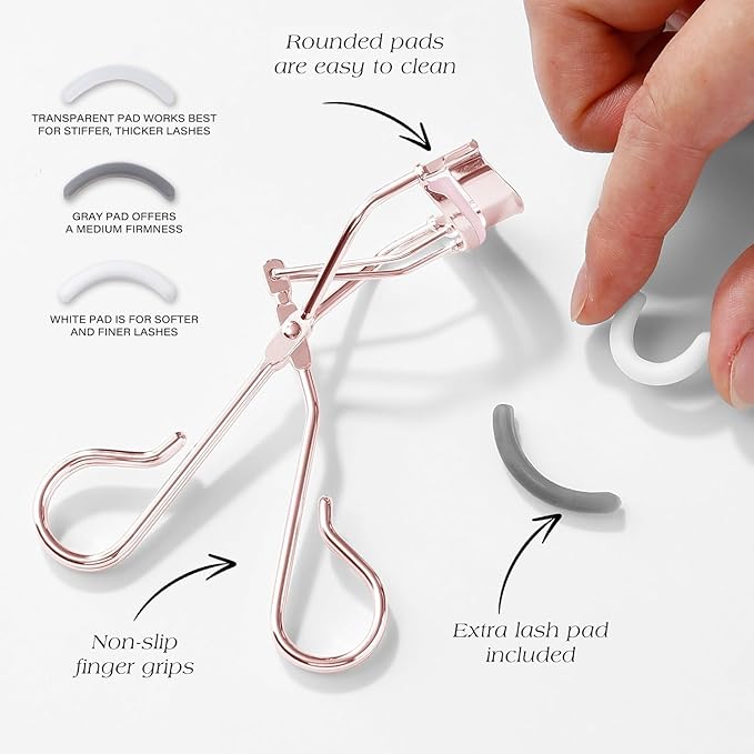 3-in-1 Eyelash Curler Set w/3 Replacement Pads (Soft/Medium/Firm) - Professional Lash Curler for Natural, Fake, Curly or Straight Lashes, Suitable for Professional Salon or Home Use