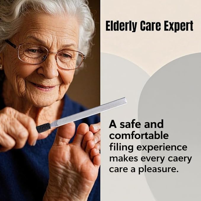 3-in-1 Nail File Kit: Heavy Duty Toe Nail Files for Thick Nails & Seniors with Ingrown Lifter, Thumb Guard | Non-Slip Metal Emery Boards for Nails/Silver Lifter