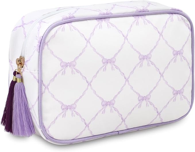Makeup Bag Travel Cosmetic Bag Organizer Tassel Toiletry Bag Large Canvas Zipper Pouch Mahjong Tile Bag