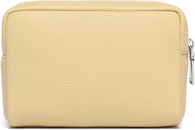 Makeup Bag Large Capacity Women's Classic Black Wash Bag Adjustable Partition Wash Brush and Cosmetic Carrying Bag (PU/Almond Yellow)