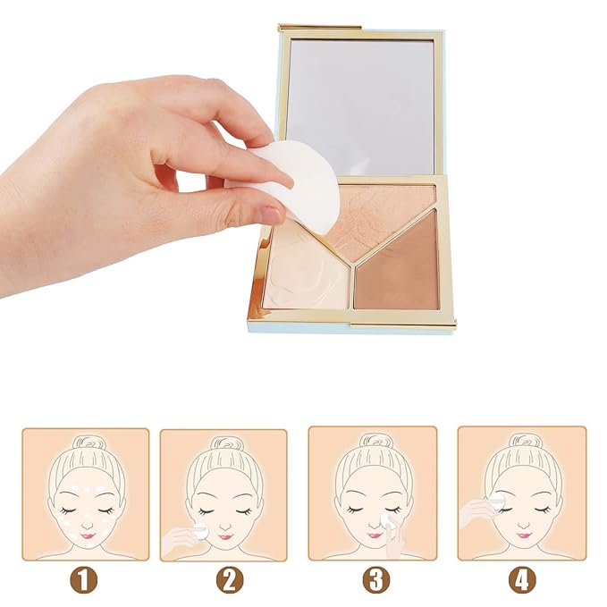 50 Pieces White Round Makeup Sponge Facial Powder Puff Cosmetic Sponge Round Foam Pad Makeup Eye Face Foundation Powder for All Skin Types, Wet and Dry Dual Use
