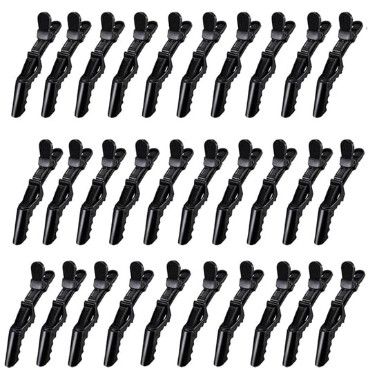 30 Pcs Alligator Hair Clip for Styling Sectioning - Salon Hair Clip for Thick Hair, Plastic Hair Styling Clip with Wide Teeth & Double-Hinged Design (Black)