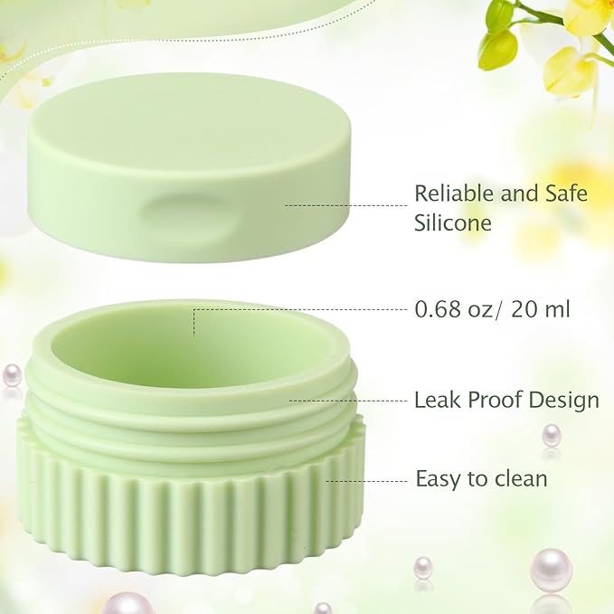 Maxcheck 8 Pcs Travel Containers for Toiletries 0.68 Oz/20 ml Small Silicone Cream Jar with Lid Mini Leakproof Lotion Jar Refillable Travel Cosmetic Container for Face Body Skin Cream (Fresh Color)