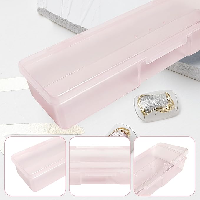 8PCS Manicure Tool Box, Plastic Storage Personal Box Nail Implement Organizer Case Box for Nail Art Pedicure Supply (Pink-A)
