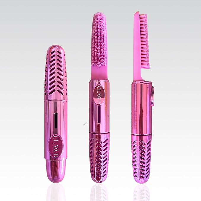 CLAWD Nail Brush for Cleaning Fingernails | Soft Bristle Portable Travel Nail Cleaner Brush for Women | Pink