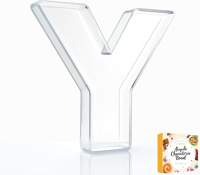 10" Acrylic Charcuterie Letters Fillable Tray, Reusable Alphabet Number Shaped Serving Plates for Charcuterie Board, Display Fruit, Candy, Cake, Party Decor, Birthday, Anniversary（Y）