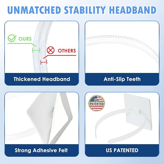 PUNCHMAN Graduation Cap Headband Insert- Clear White 1 Pack Firm Anti-fall Hair Band,Graduation Hat Headband Holder for Secure Grad Cap And Hairstyle,Hat Accessories for Graduates,Students,Girls