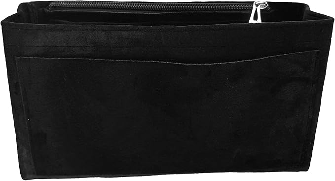 Purse Organizer Insert, Suede Bag Organizer Handbag Tote Shaper, Suede Material, Soft and Non Damaging Bag (Black, Medium)