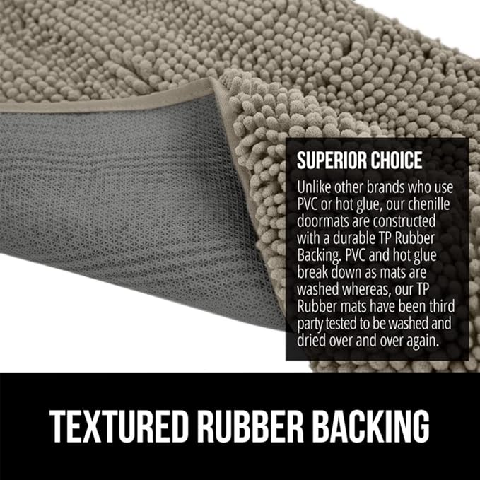 GORILLA GRIP SoakSTOPPER Dog Door Mat, 48x30 Machine Washable Rug Absorbent Doormat Captures Moisture Mud Dirt, Quick Dry Soft Chenille Entryway Rugs Indoor Entrance Mats for Dog Paws, Cappuccino