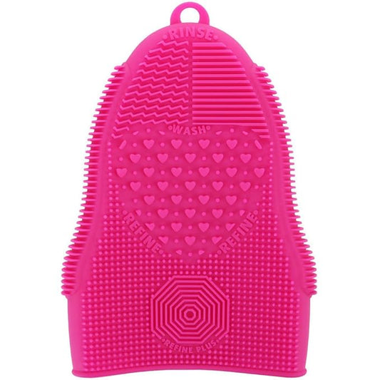 ScivoKaval Makeup Brush Cleaner Glove Mat Mitt Silicone Cosmetic Cleaning Scrubber Tool Face Brushes and Eye Brush Washing Pad Pink (Rose Red)