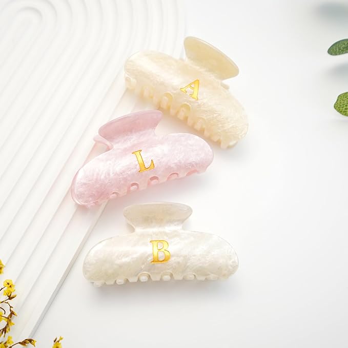 Birthday Gifts for Women - Acrylic Letter Hair Clips for Women, Pink Letter Hair Claw Fashion Glitter Claw Clips Durable Hair Accessory, Mom Birthday Gifts, anniversarys Gifts, Gifts for Her