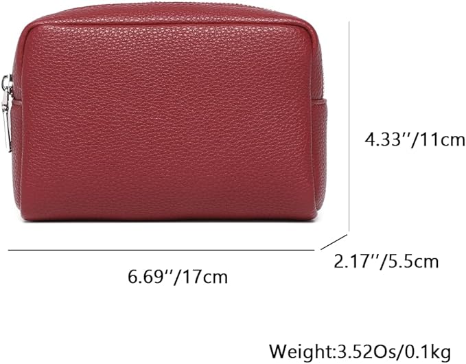 Makeup Bag Large Capacity Women's Classic Black Wash Bag Adjustable Partition Wash Brush and Cosmetic Carrying Bag (PU/Encore Red)