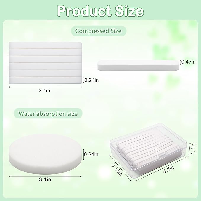 240+1 Pack White Compressed Facial Sponges, Luxiv Round Compress Face Cleaning Sponge for Estheticians Face Sponge Soft Compressed Makeup Sponges with Travel case (3.1", Count, 240)