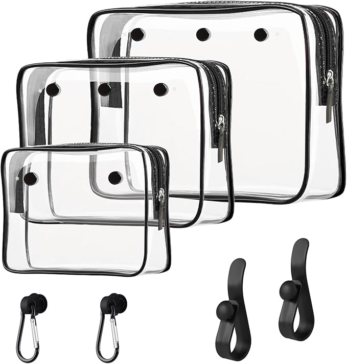 Clear Insert Bag Accessories for Beach Tote Bag, Clear Travel Storage Inner Pouch for Cosmetic, Toiletry & Makeup Brush Organizer Divider