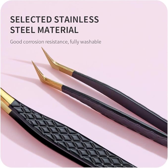 ANNAFRIS Lash Tweezers for Eyelash Extensions,Precision Fiber Tip for Volume Eyelash Extensions,Lash Extension Tweezers for Easy Application and Removal-A07