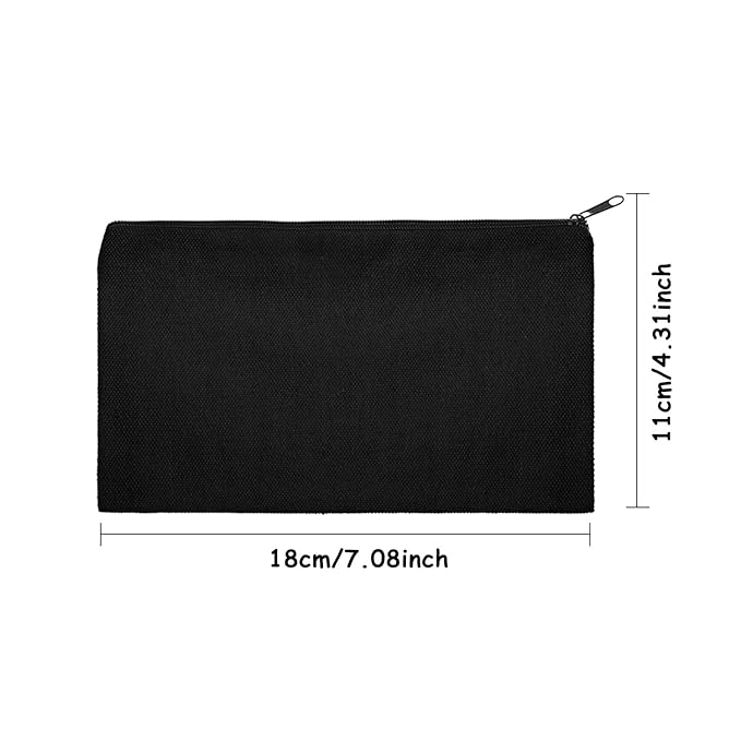 meekoo 16 Pack Blank Canvas Pouch Zipper Cosmetic Bag Bulk Plain Makeup Pouch Sublimation DIY Craft Multipurpose Travel Toiletry Bag for Makeup Cosmetic Stationary Storage Organizer(S,Black)