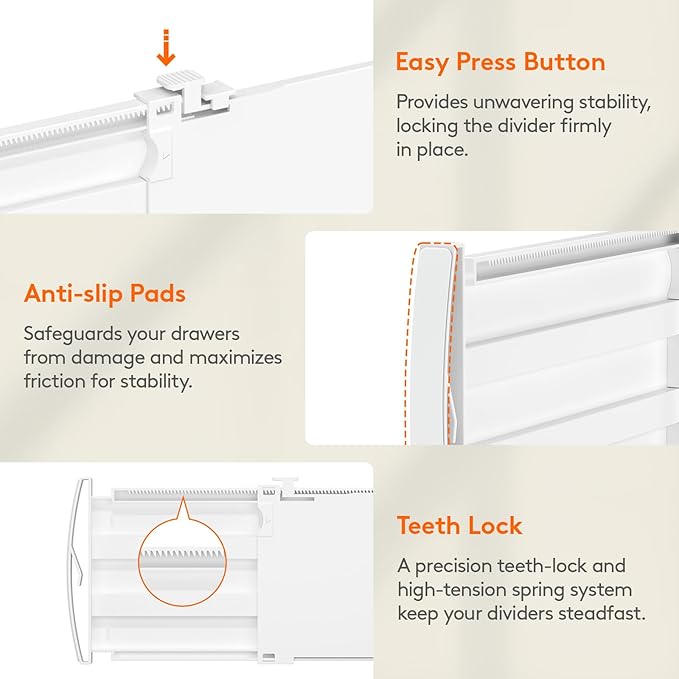 Lifewit 5" Tall 12 Pack Deep Drawer Dividers, 30 –47cm/11.5-18.5" Expandable Drawer Divider for Clothes, White Dresser Drawer Storage Organizers, Clothing Drawer Separators for Dresser Kitchen Bedroom