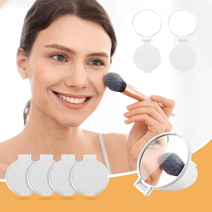 36 Pcs Compact Mirror Bulk Portable Round Makeup Mirror Mini Foldable for Purse Women Travel Daily Use Mother‘s Day Gifts (White)