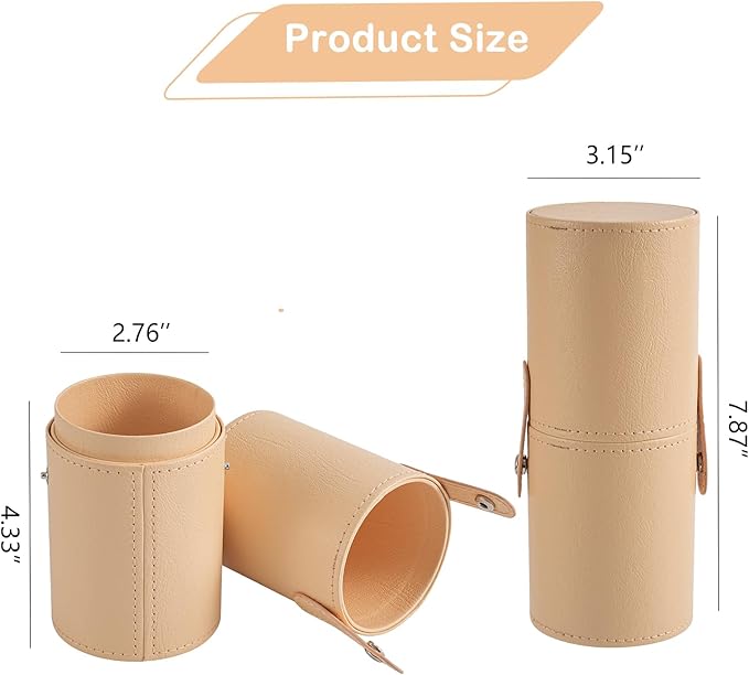 Portable Makeup Brush Holder, Waterproof PU Leather Travel Makeup Brush Case Bag Cup, Brush Storage Dustproof Bag (05Dark Green)