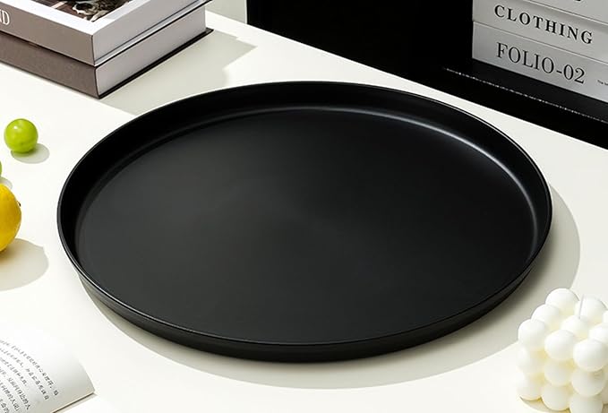1 Pack 12" Bathroom and Vanity Tray, ABS Bathroom Counter Organizer， Coffee Table Decor for Perfume, Candles, Keys &More. Kitchen Countertop Organizer, Decorative Tray Soap Holder, Black