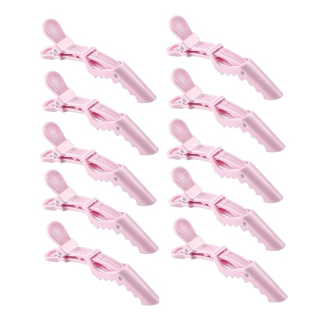 10pcs/set Multicolor Croc Clips Transparent Plastic Hairdresser Clip Hair Styling Sectioning Barrettes Professional Non Slip Alligator Clips Salon DIY Accessories Hairpins (10pcs-Light Pink)