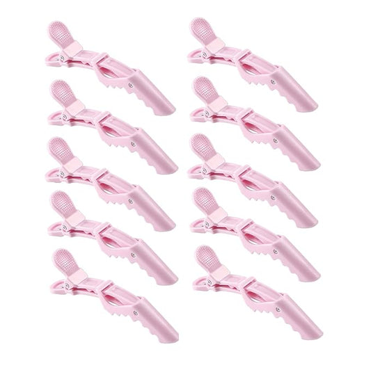 10pcs/set Multicolor Croc Clips Transparent Plastic Hairdresser Clip Hair Styling Sectioning Barrettes Professional Non Slip Alligator Clips Salon DIY Accessories Hairpins (10pcs-Light Pink)