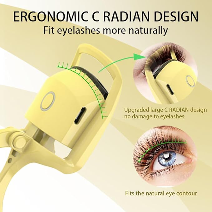 Heated Eyelash Curler, Fast 5s Heat up, 24 Hours Long Lasting, Rechargeable Electric Lash Curler, Temperature Control, Safe Anti-Burn Eye Lash Curler, Quick Natural Curling Lashes