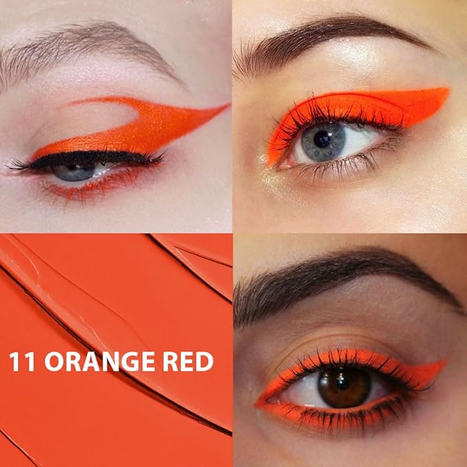evpct 2Pcs Orange Red Orange Waterproof Colored Eyeliner Liquid Eye Liner Set Long Lasiting Fine Speed Dry Colorful Liquid Eyeliner lapiz delineador de ojos contra el agua blanco para ojos de colores