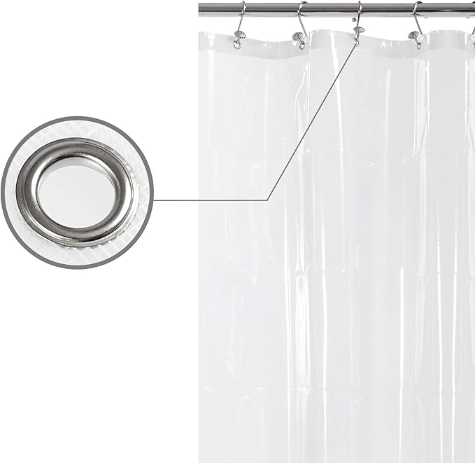 Barossa Design Shower Curtain Liner with 6 Magnets - Heavy Duty PEVA Plastic Shower Curtain for Bathroom, Waterproof Vinyl & See Through Bath Liner, Metal Grommets - Clear, 72x72
