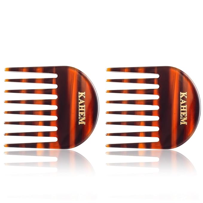 2-Pack Handcrafted Acetate Wide Tooth Combs for Curly Hair - Professional Detangling Combs for Wet & Dry Hair, Ideal for All Lengths - 3.14" Small Size, Eco-Friendly Material