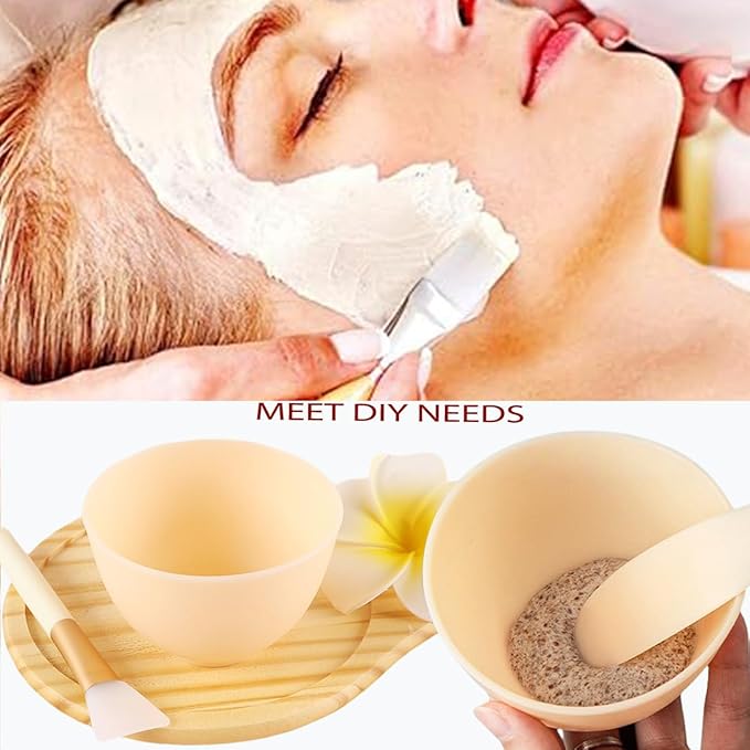 10 Pcs Diy Face Mask Mixing Bowl, Home Use Silicone Facial Mask Mixing Bowls Set Plastic Facial Mask Mixing Masks Set - DIY Skincare Mixing Tool Kit (Yellow-10Pcs)