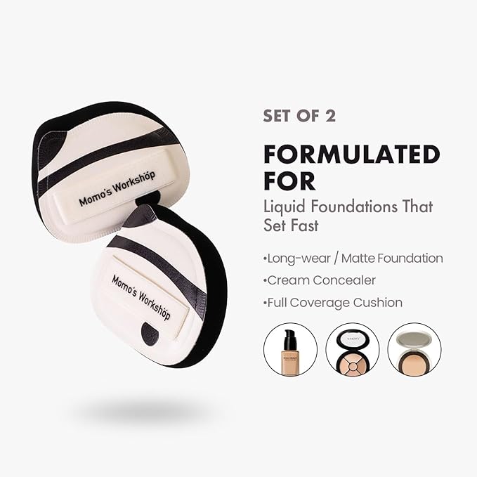 Panda Air Marshmallow Puff,Makeup Sponge,Rubycell Material,Pointed Tip for Concealer + Flat Side for Foundation, Longwear Makeup, Travel Friendly & Reusable,2pcs Puffs & Storage Case